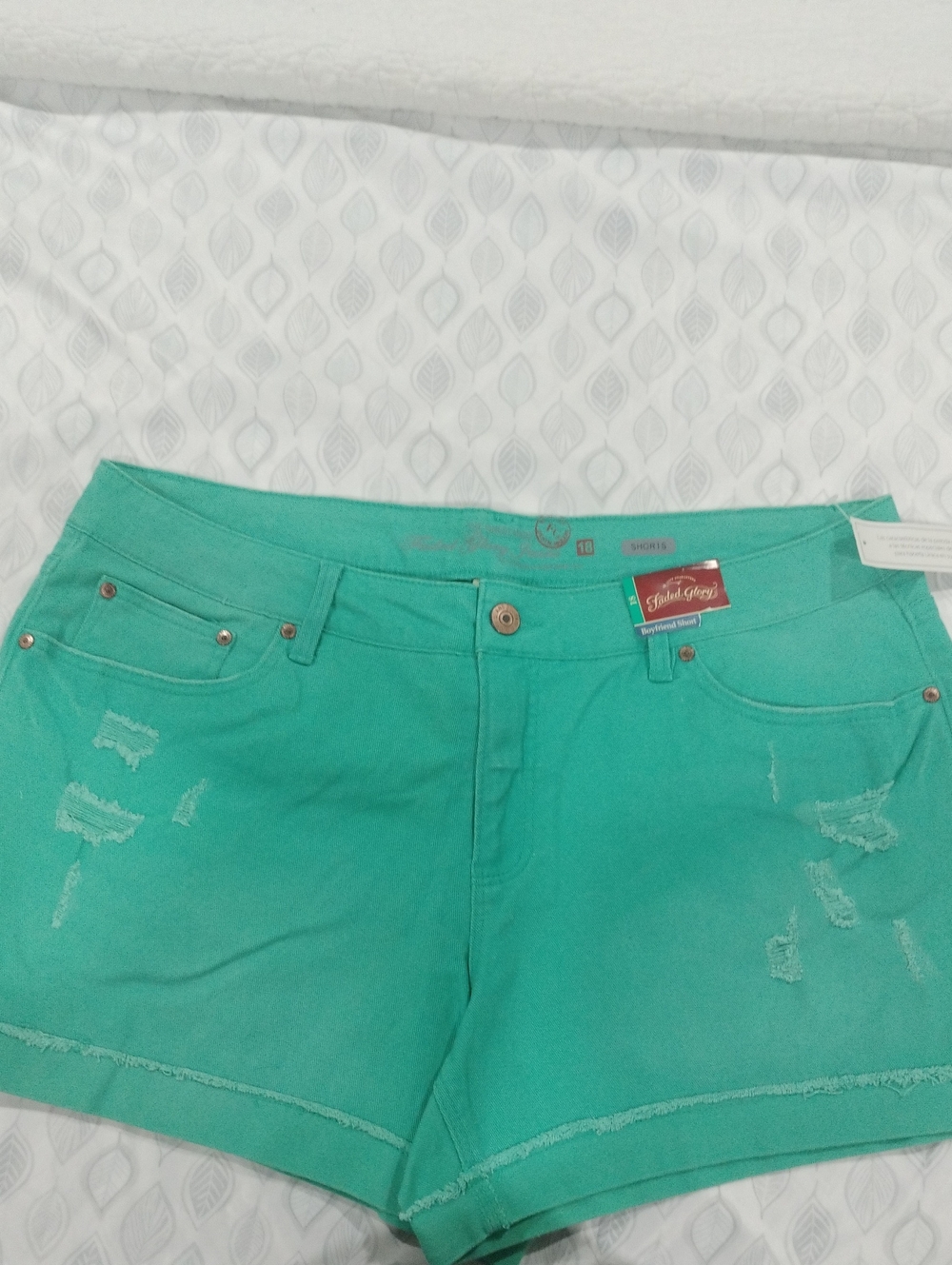 Faded Glory Teal Distressed Jean Shorts